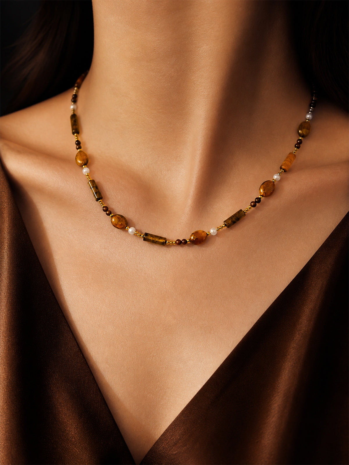 Tiger Eye Beaded Necklace