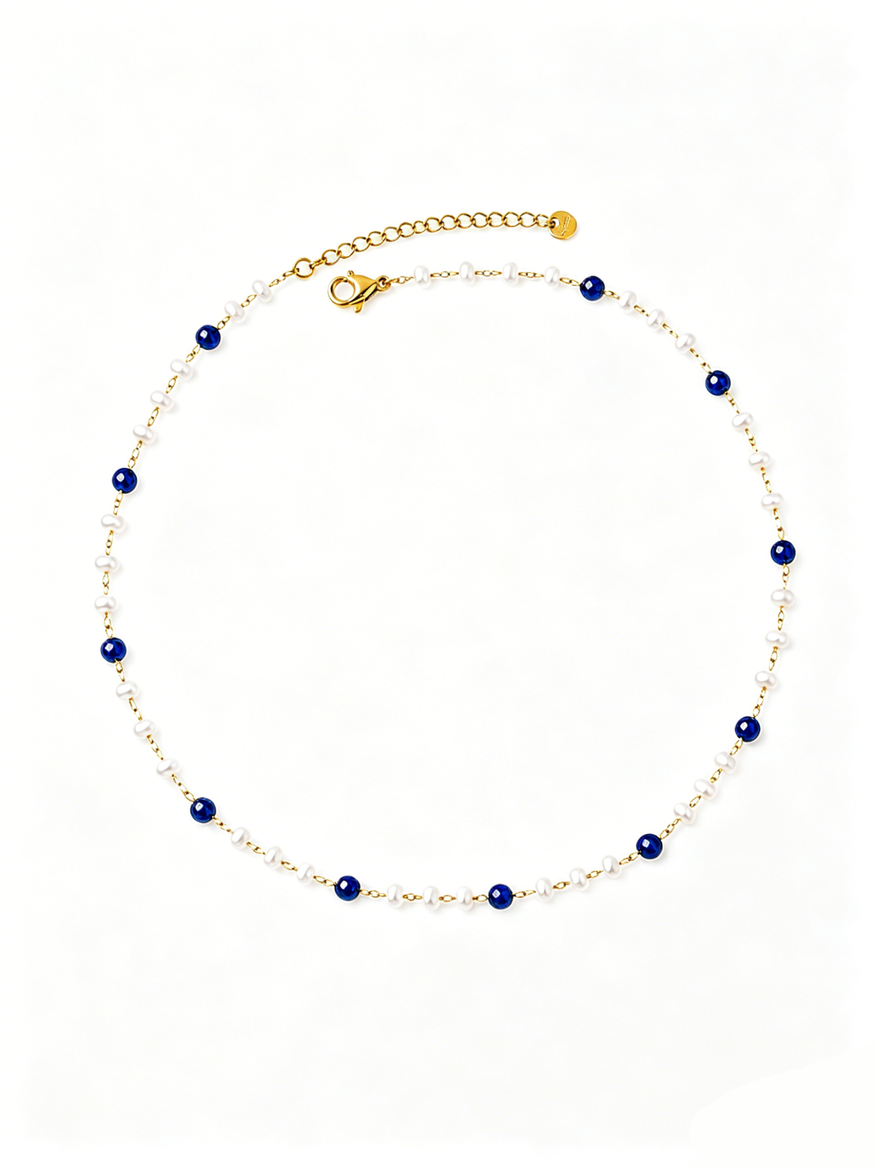 Lapis Lazuli and White Fritillaria Bead Necklace